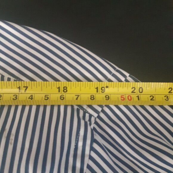 Faconnable Classique SZ L Navy & White Bengal Striped Men's Button Up Shirt - Picture 13 of 15